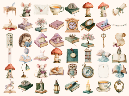 Fairytale Books Watercolor Clipart