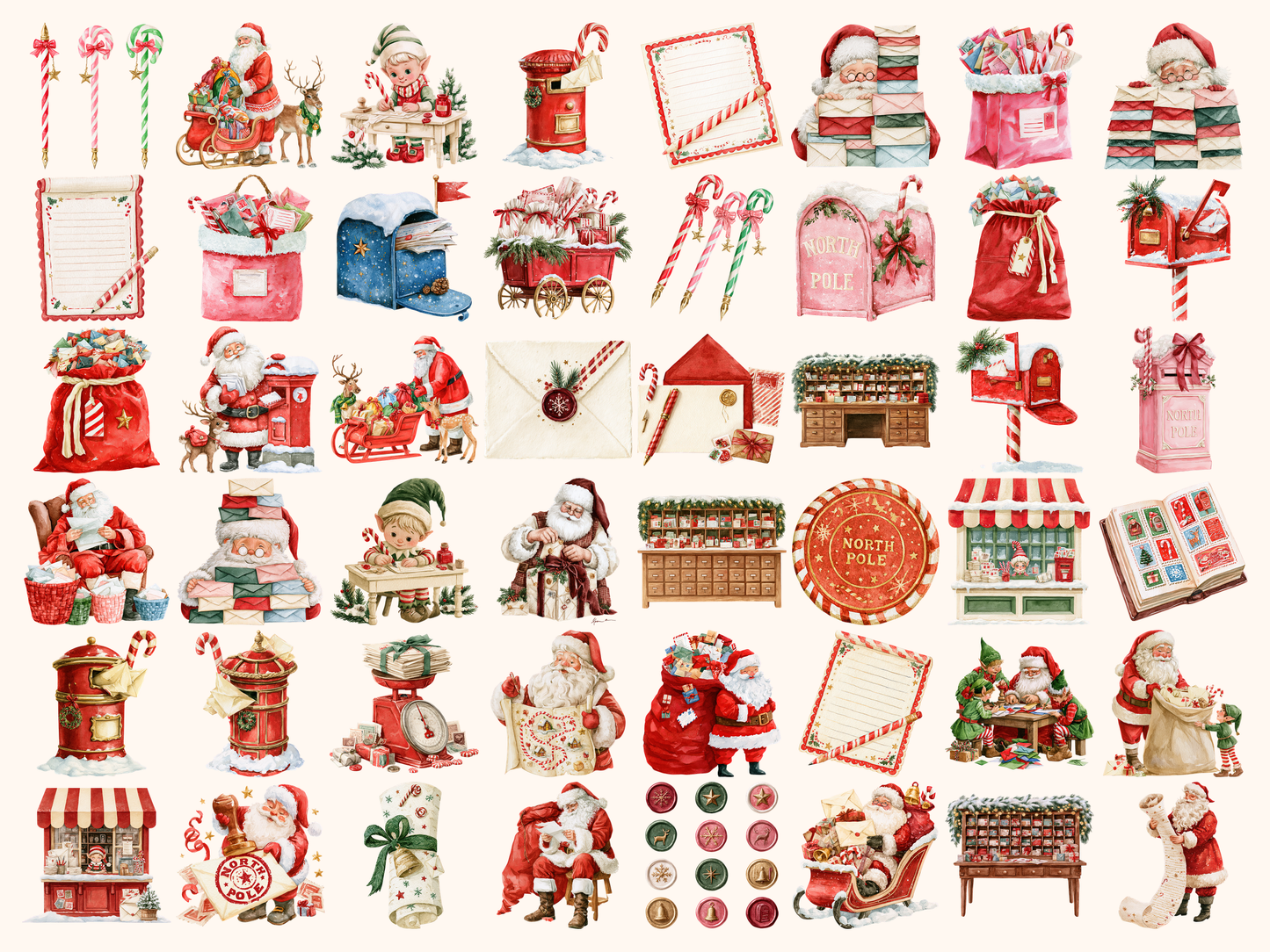Santa’s Post Office Watercolor Clipart