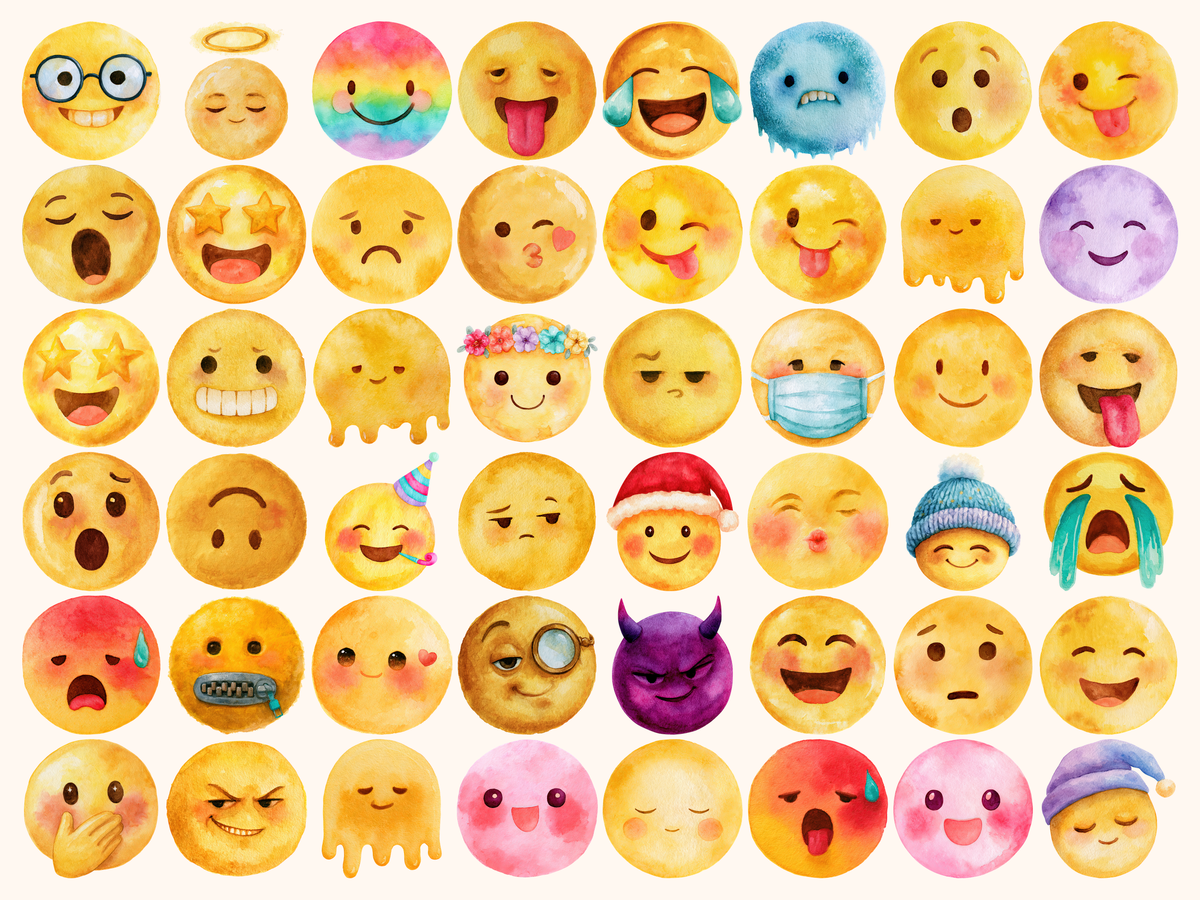 Emojis Watercolor Clipart