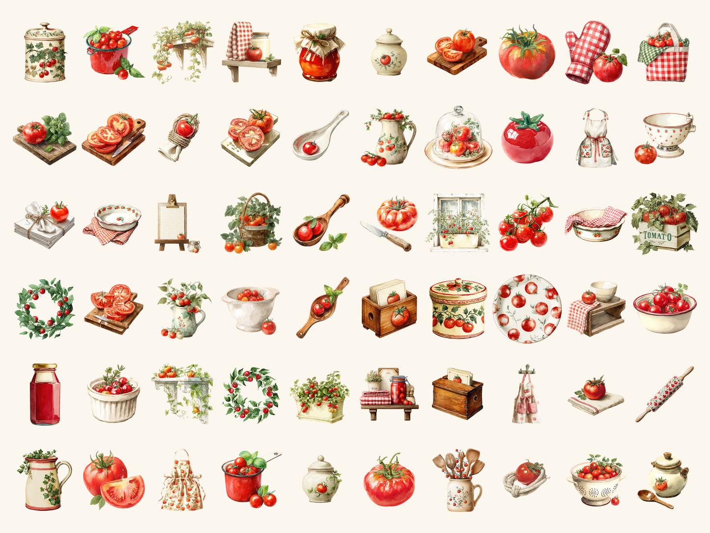 Tomato Kitchen Watercolor Clipart