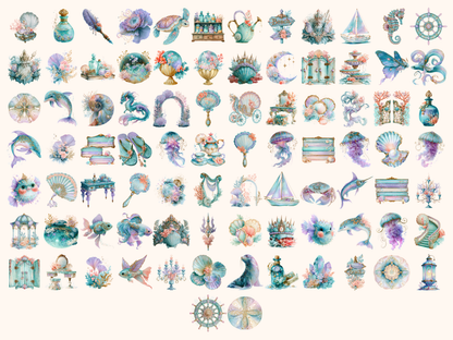 Sea Pastel Watercolor Clipart
