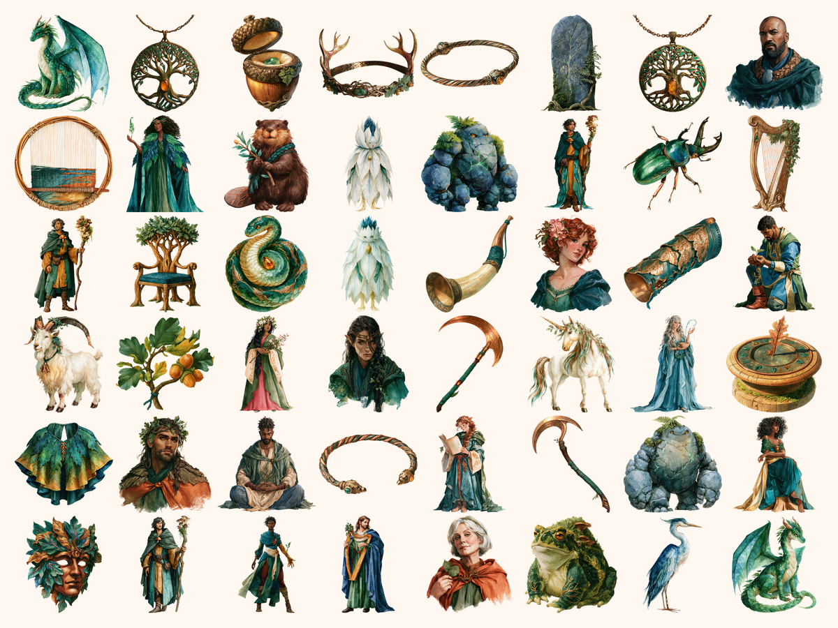 Druids Watercolor Clipart