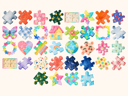 Puzzle Watercolor Clipart