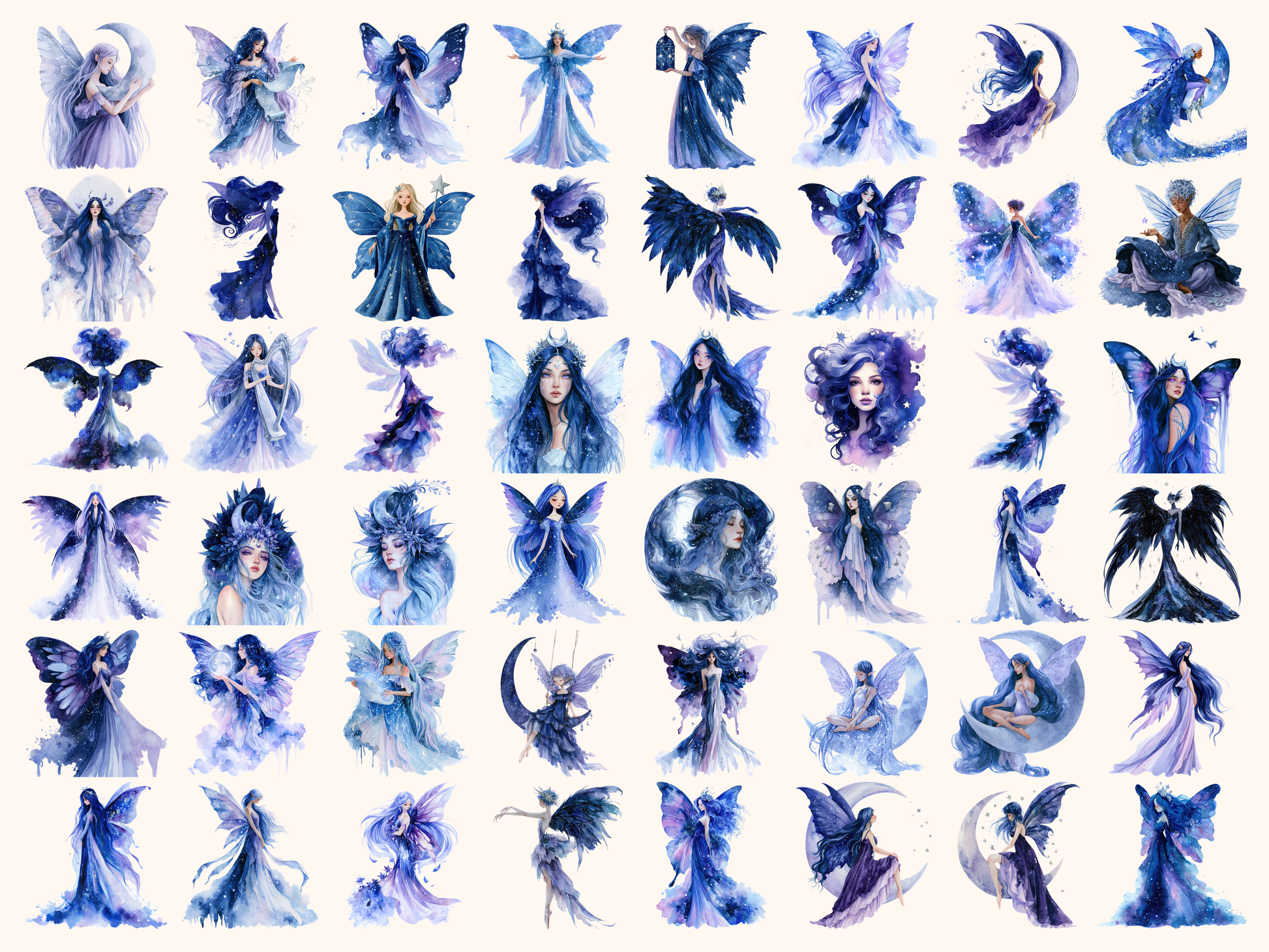 Celestial Fairies Watercolor Clipart