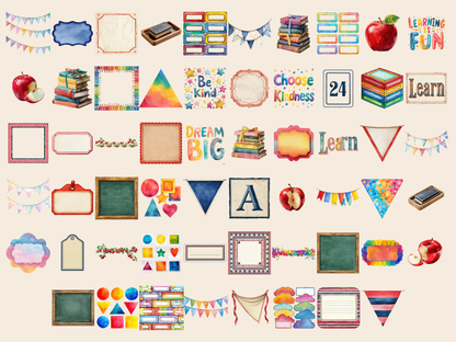 Classroom Decor Watercolor Clipart