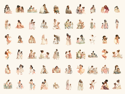 Mom & Daughter Watercolor Clipart