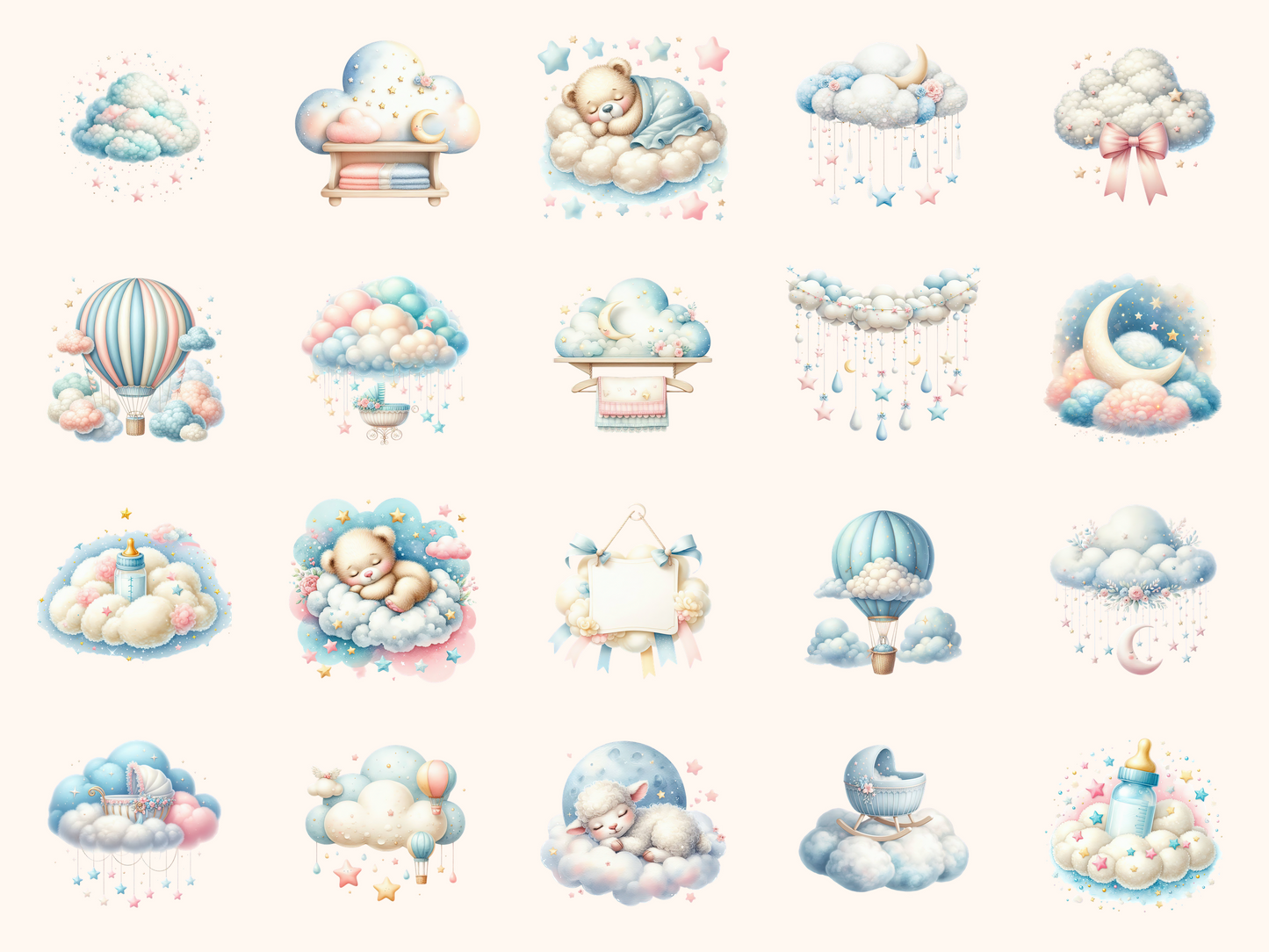 Cloud Nine Baby Shower Clipart