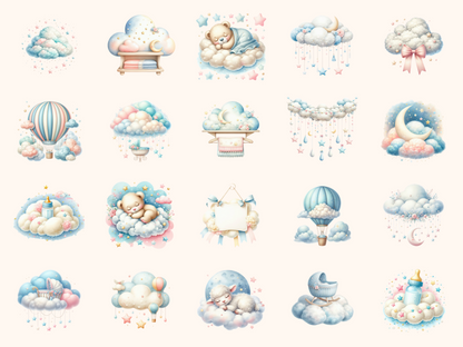 Cloud Nine Baby Shower Clipart
