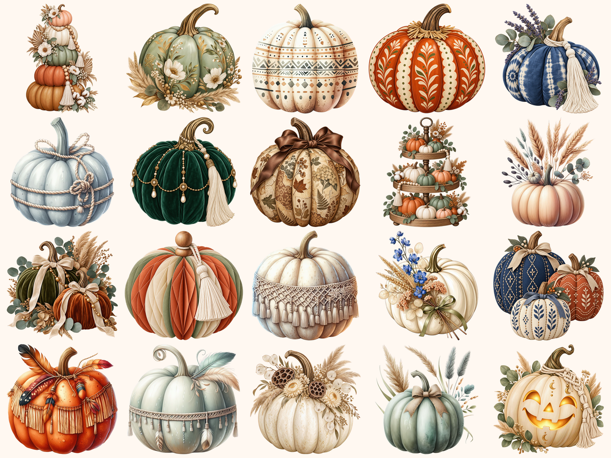 Boho Pumpkins Clipart — listing preview 6