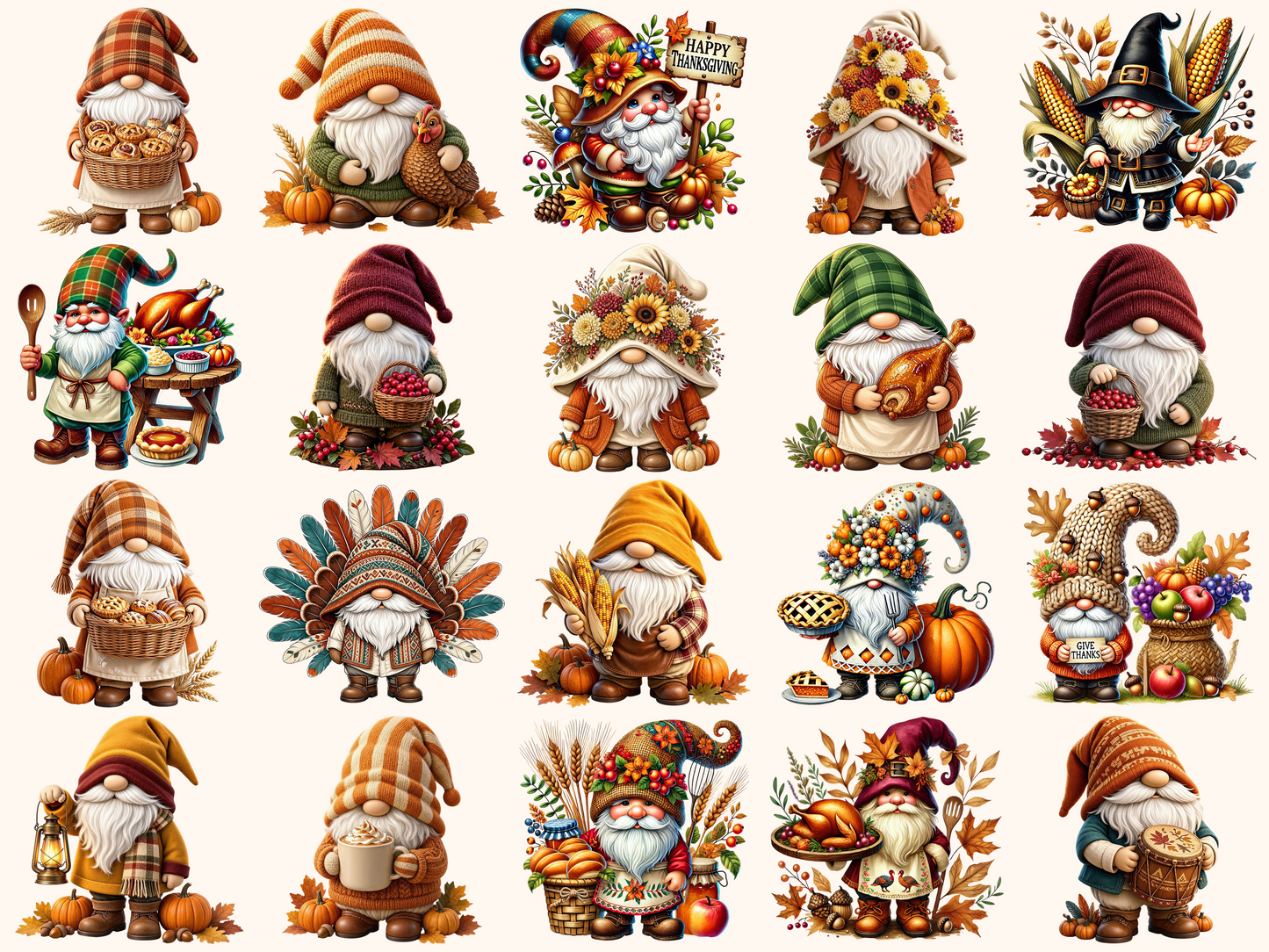 Thanksgiving Gnomes Clipart