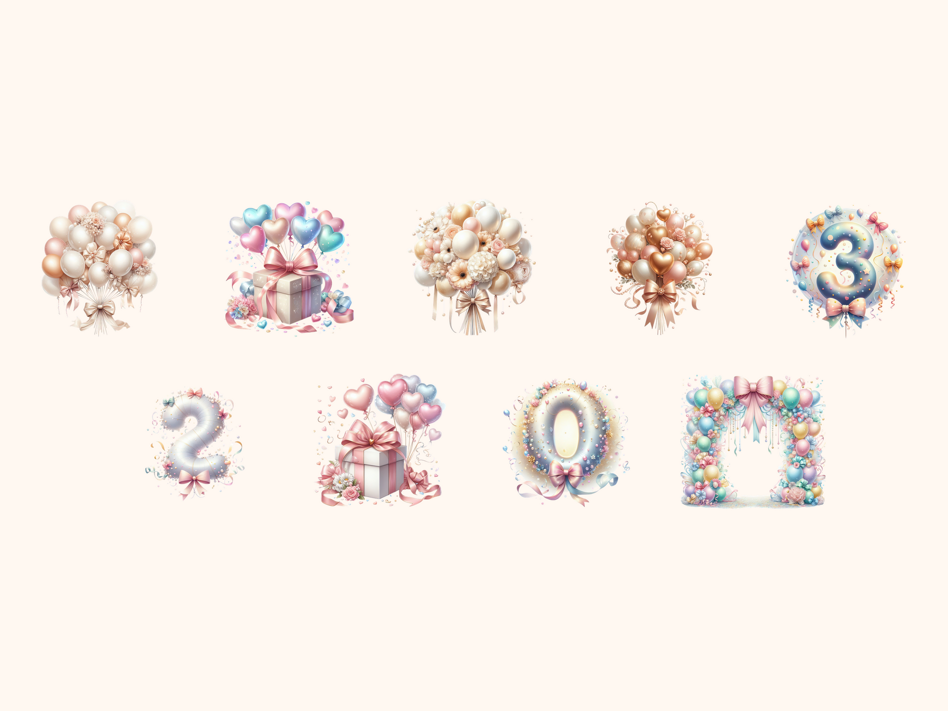 Bows & Balloons Clipart