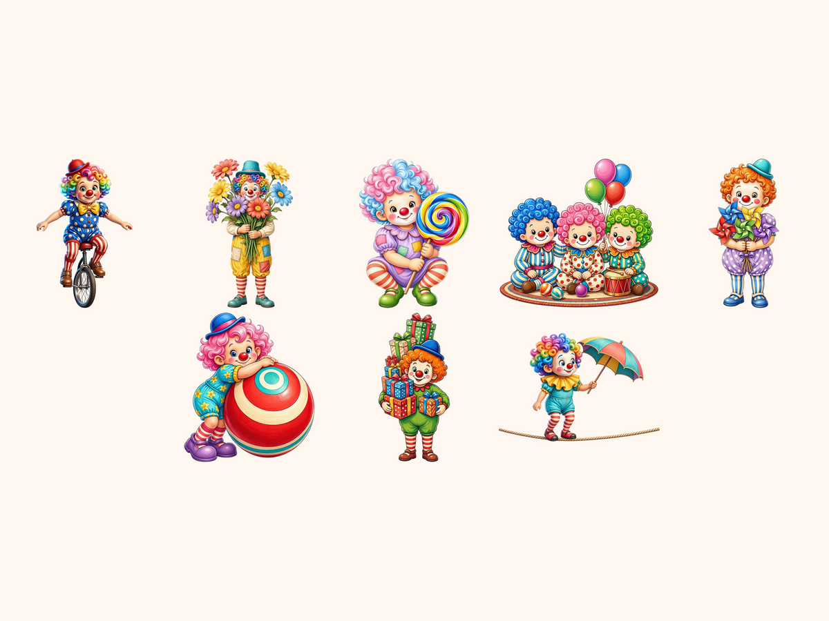 Kid Clowns Clipart
