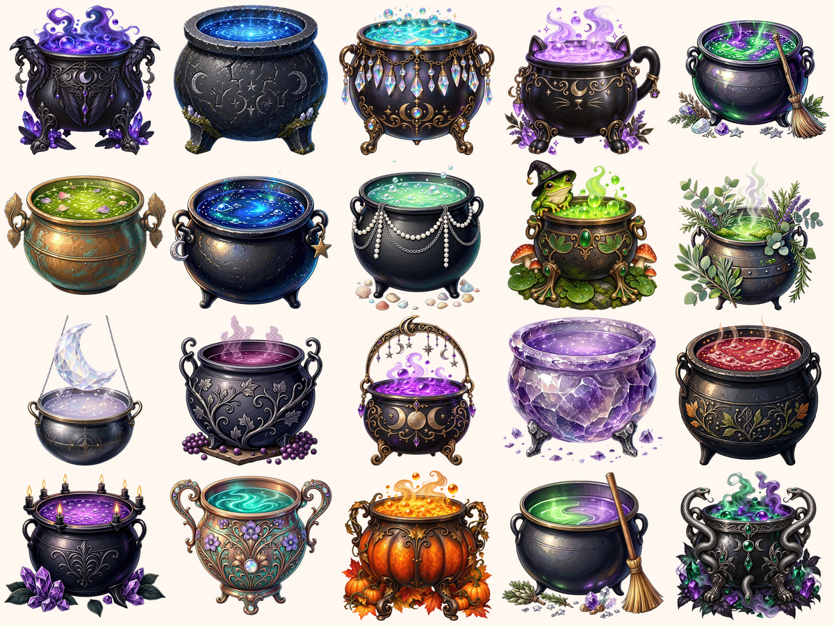Witch Cauldrons Clipart
