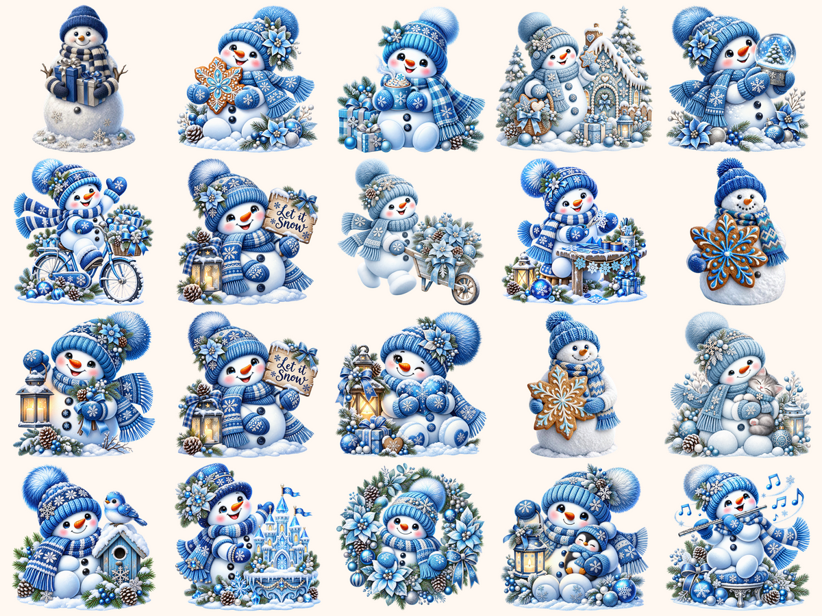 Blue Snowman Clipart