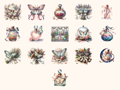 Moth & Ribbon Apothecary Clipart