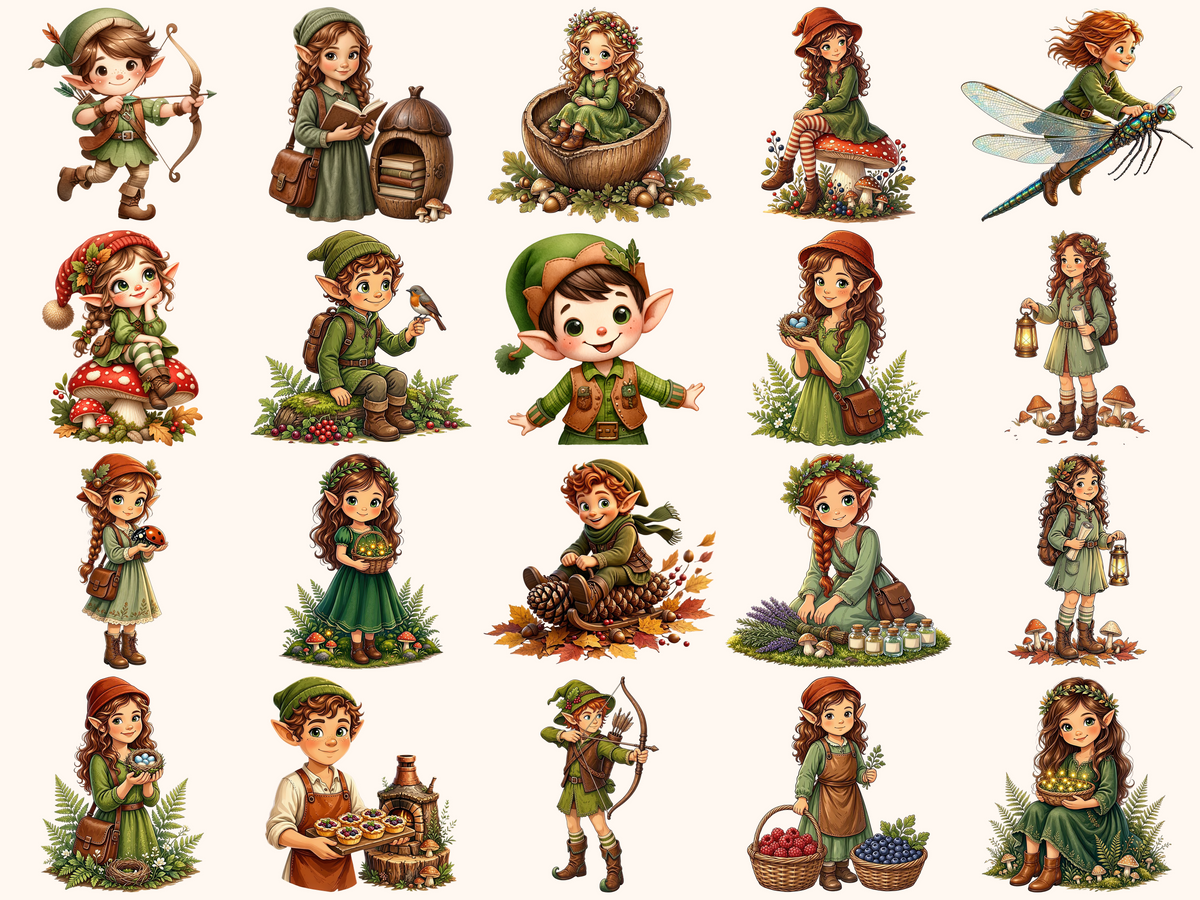 Woodland Elves Clipart