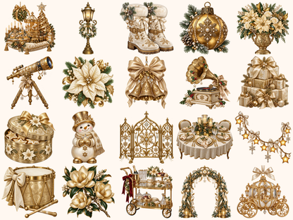 Golden Christmas Decor Clipart — listing preview 6