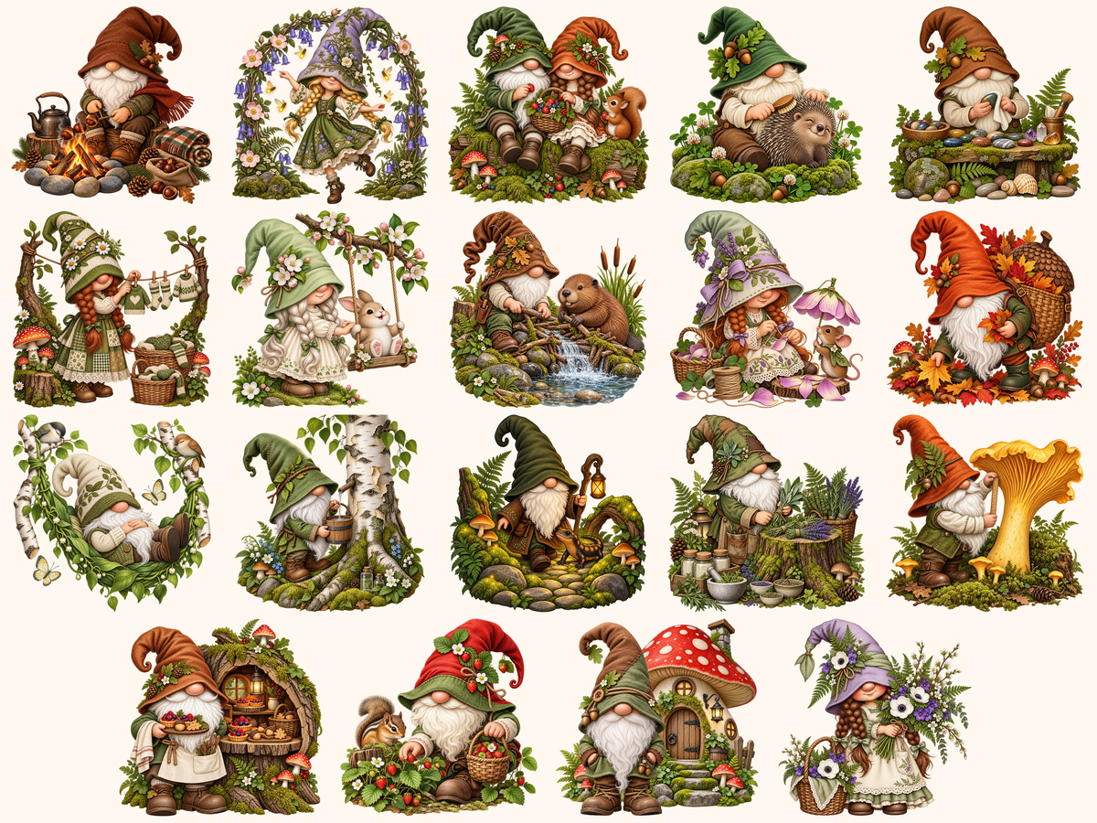 Woodland Gnomes Clipart — listing preview 6