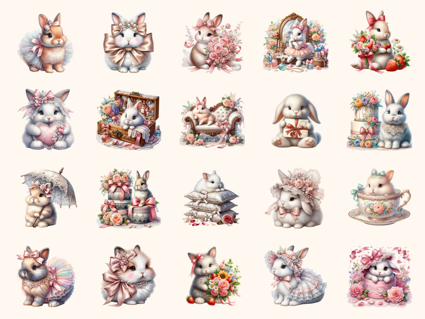 Coquette Bunnies Clipart