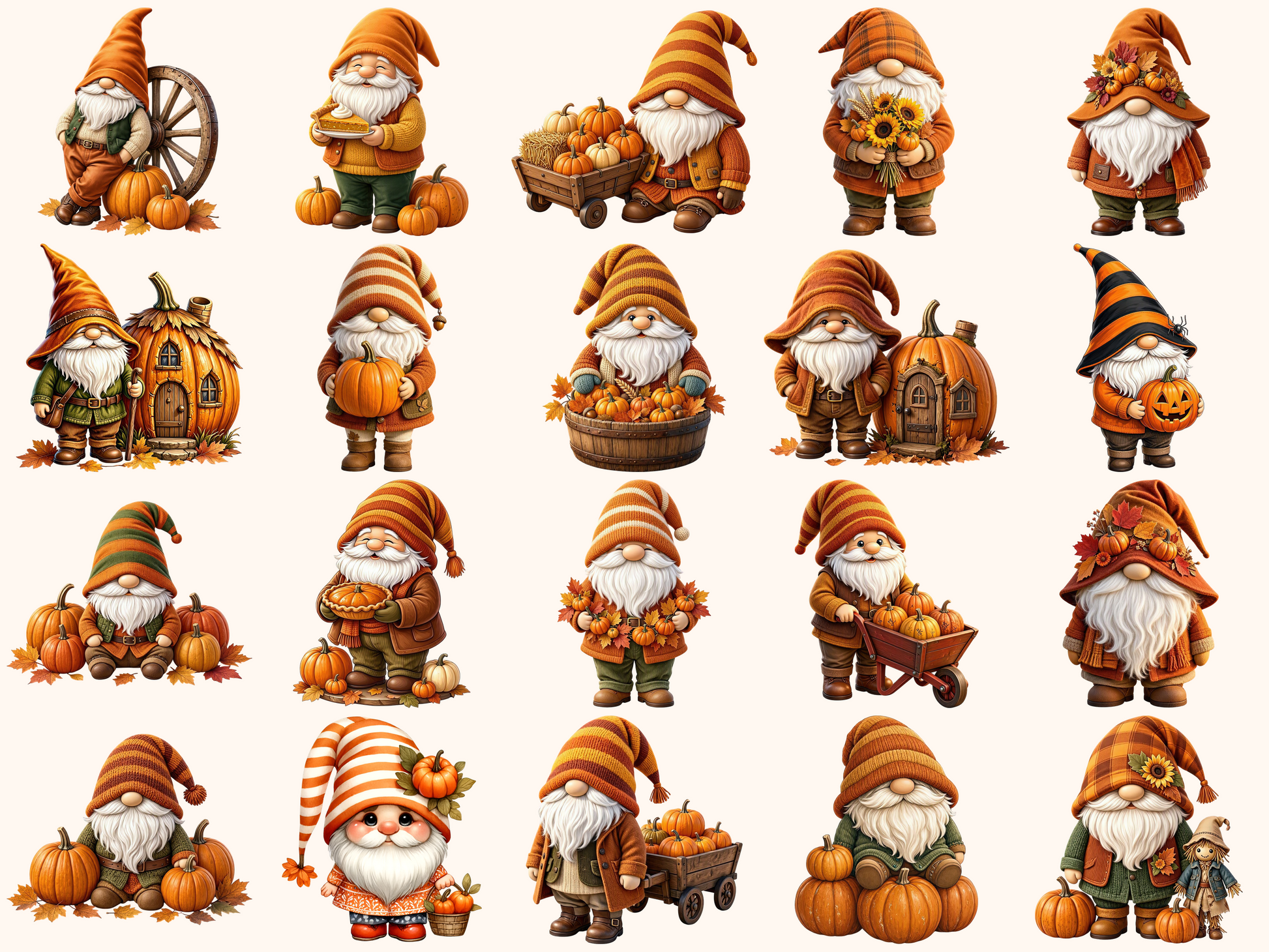 Pumpkin Gnomes Clipart