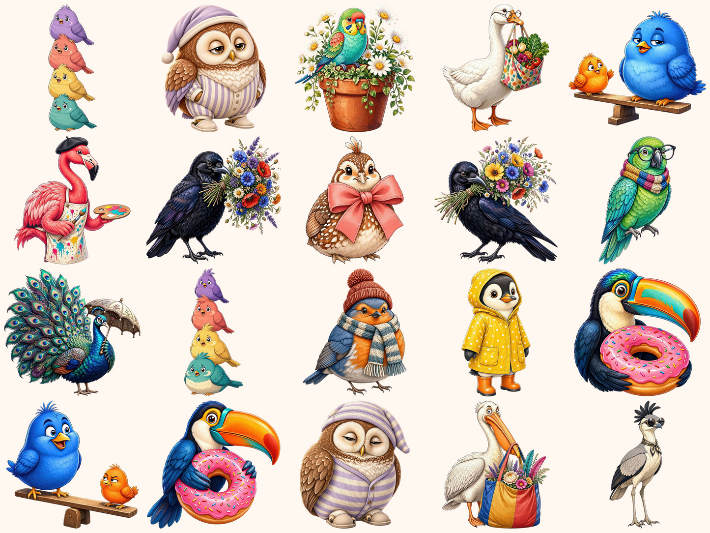 Quirky Birds Clipart