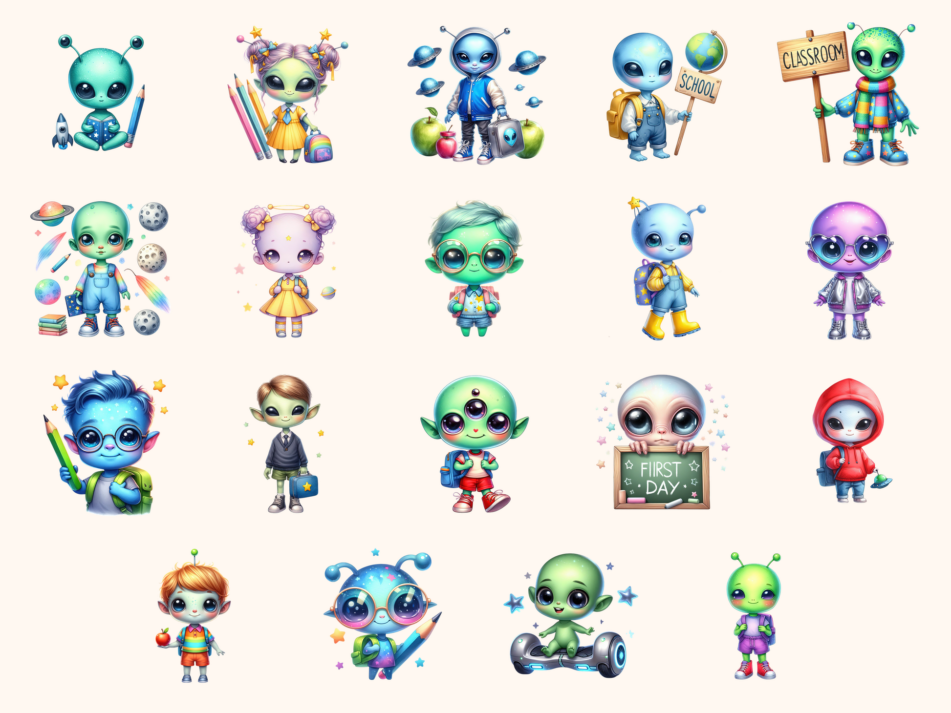Alien Kids Clipart