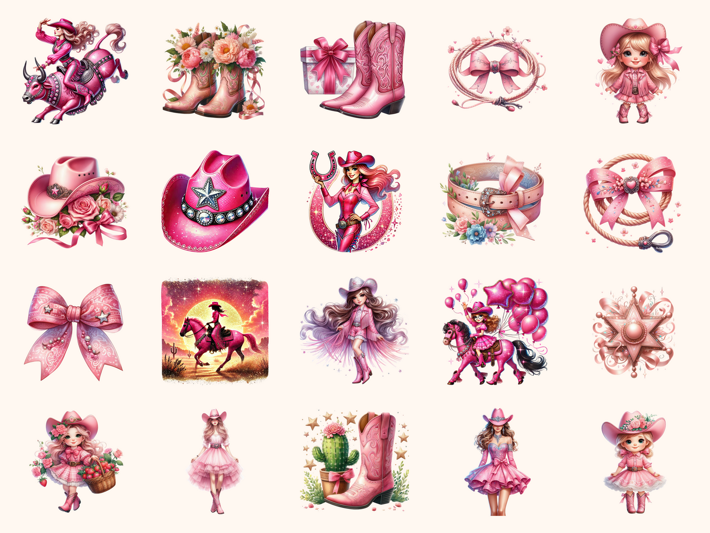 Pink Cowgirls Clipart