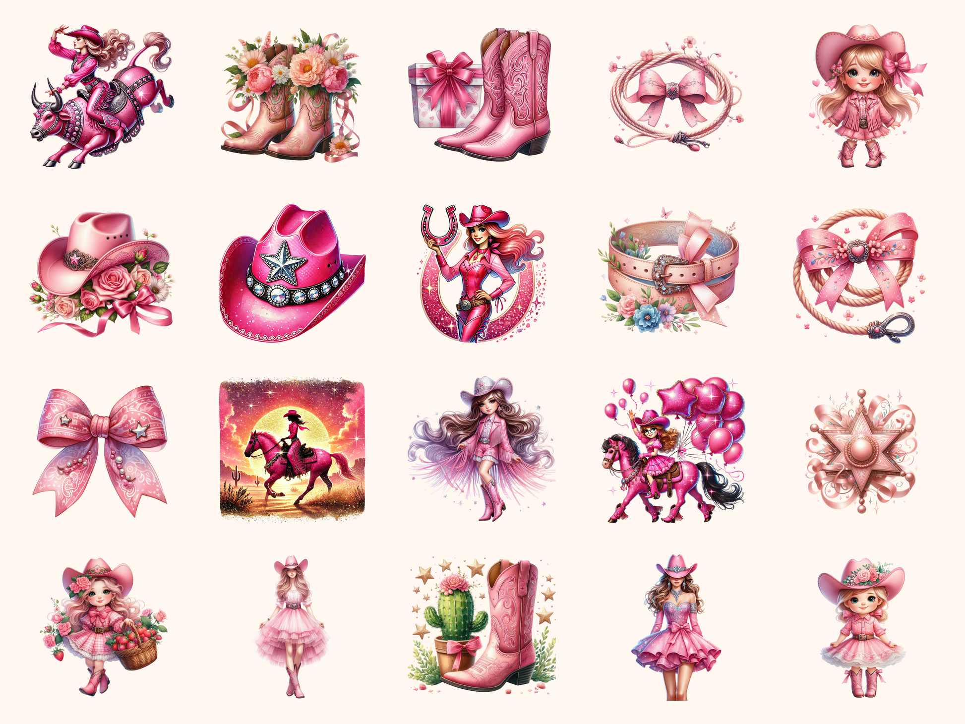 Pink Cowgirls Clipart