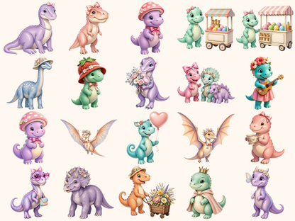 Girl Dinosaurs Clipart