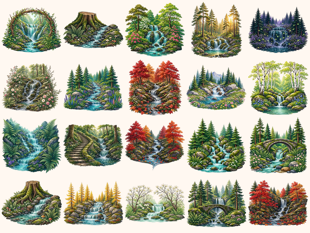 Forest Waterfalls Clipart