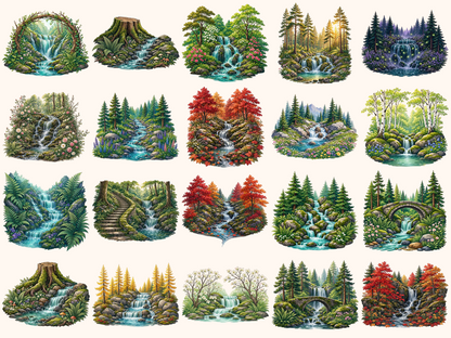 Forest Waterfalls Clipart