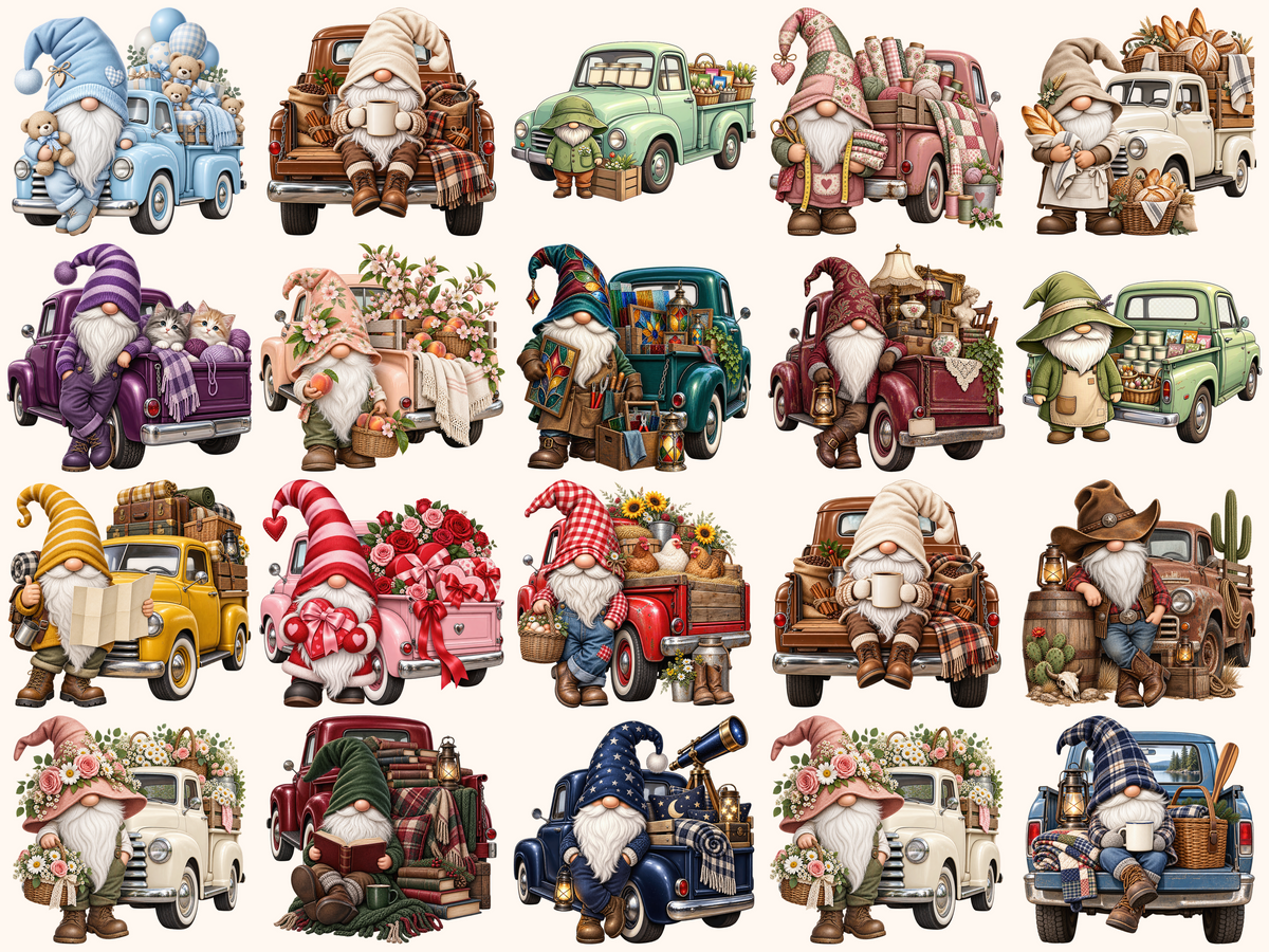 Truck Gnomes Clipart