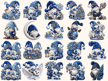 Blue Christmas Gnomes Clipart