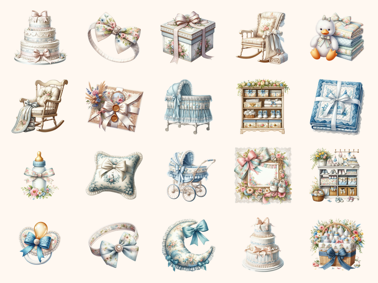 Toile Baby Shower Clipart