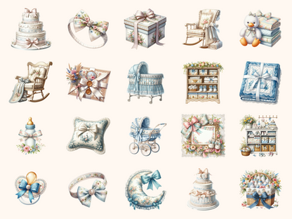 Toile Baby Shower Clipart