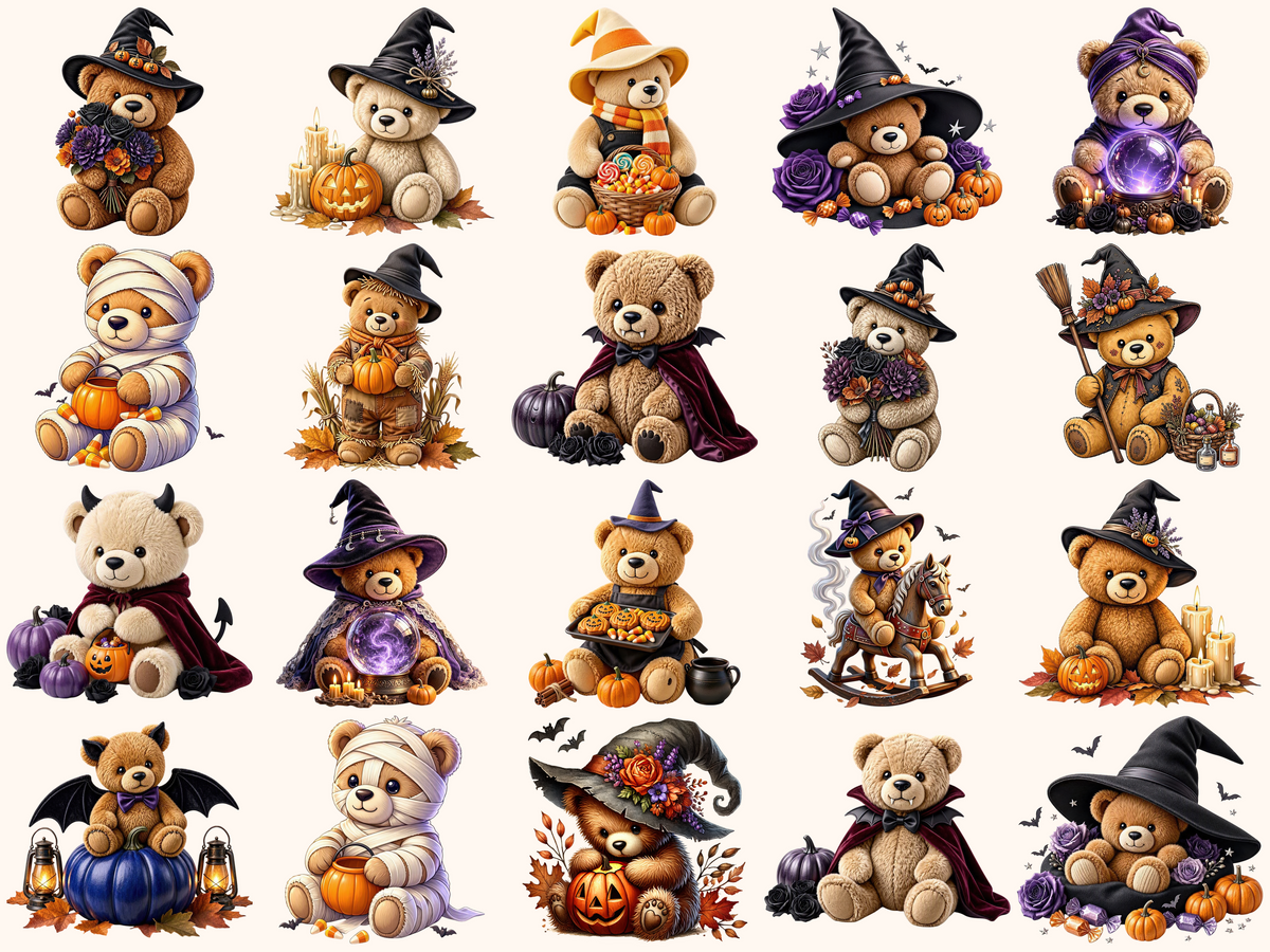 Halloween Teddy Bears Clipart