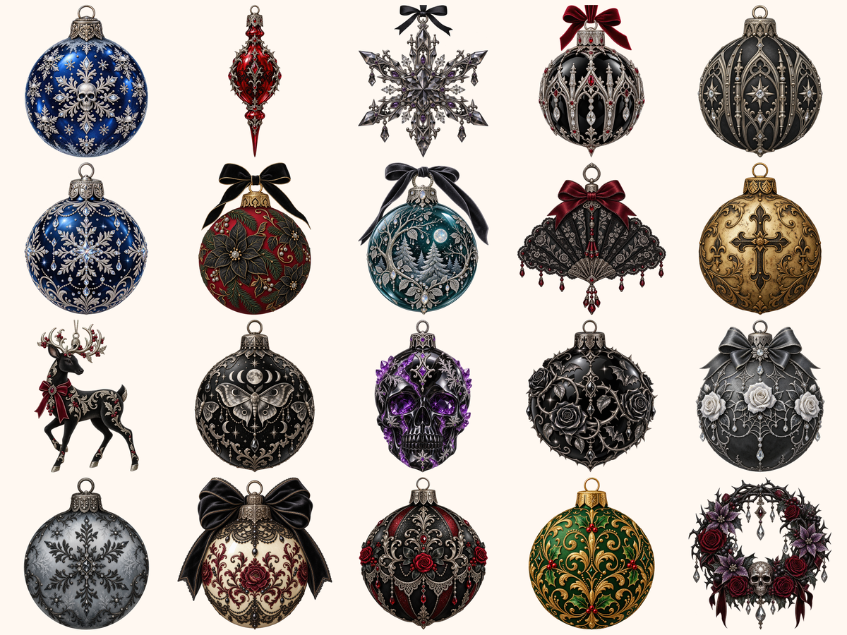 Gothic Christmas Ornaments Clipart — listing preview 6
