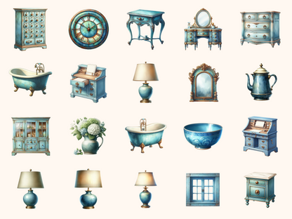 Patina Blue Home Clipart