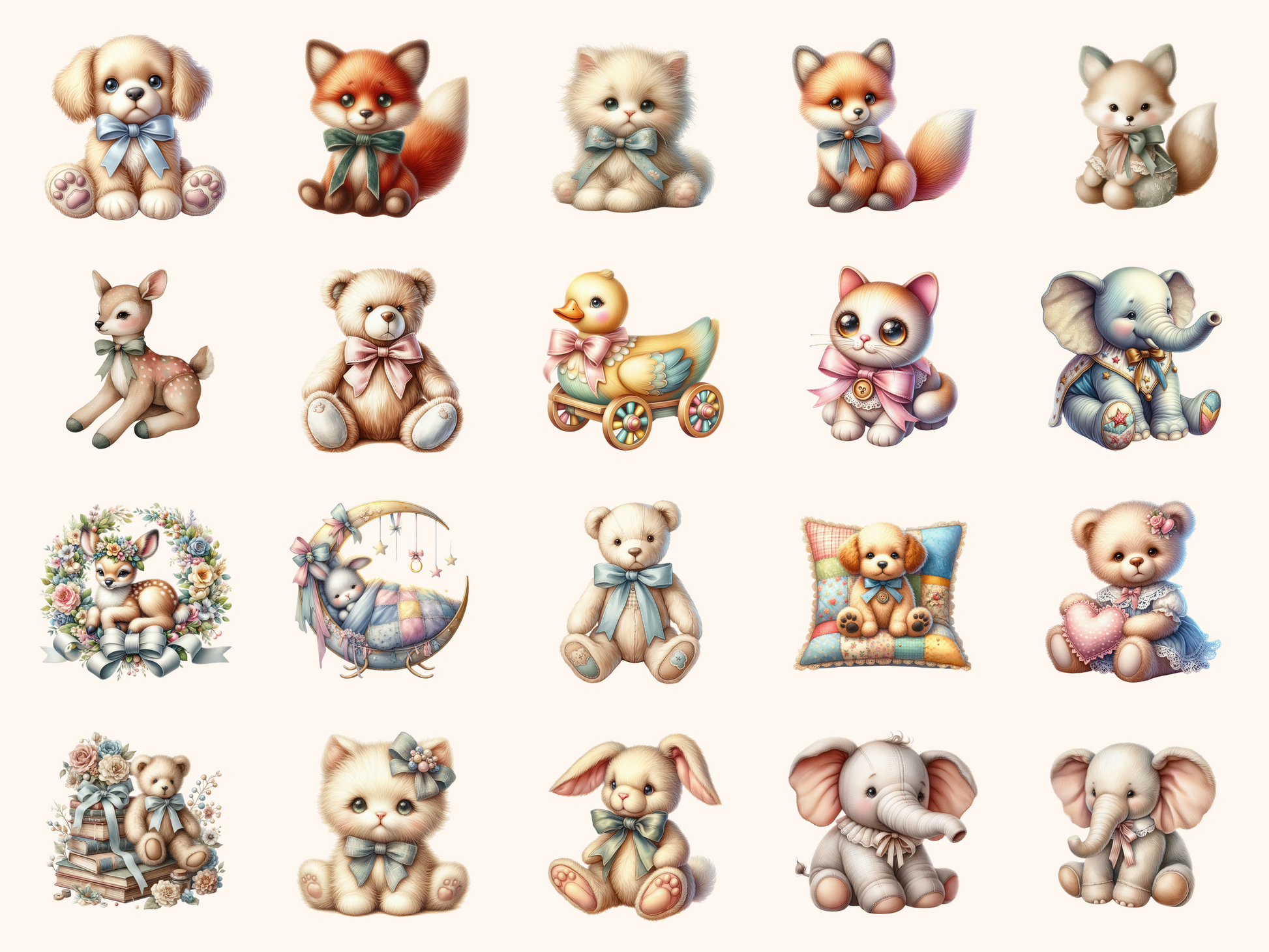 Vintage Toy Animals Clipart