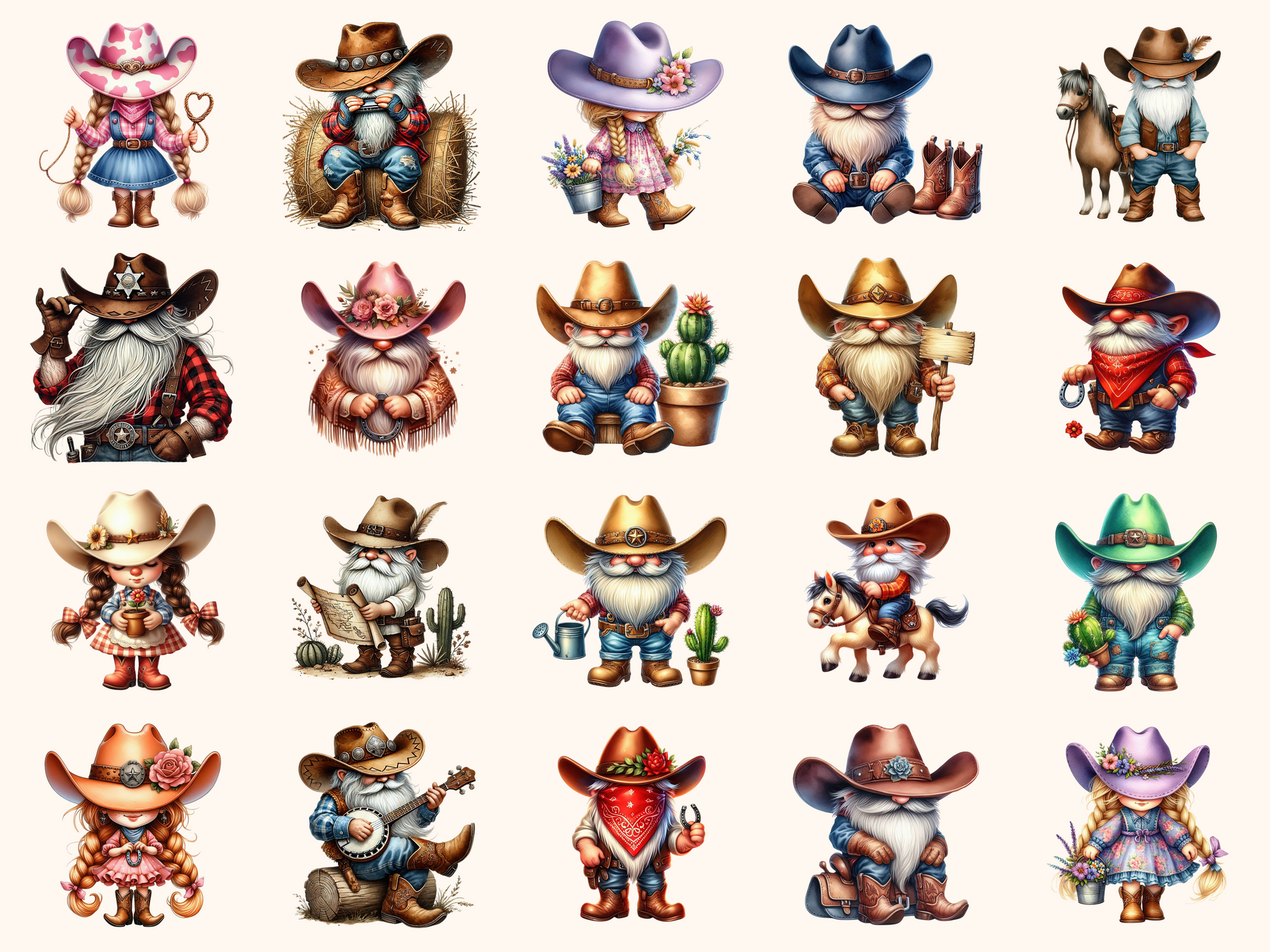 Cowboy Gnomes Clipart