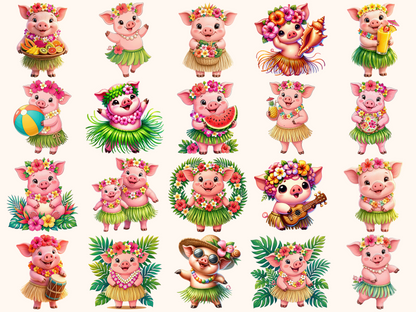 Hula Pigs Clipart