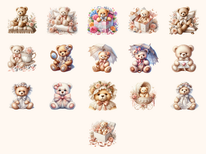 Lace Teddy Bears Clipart