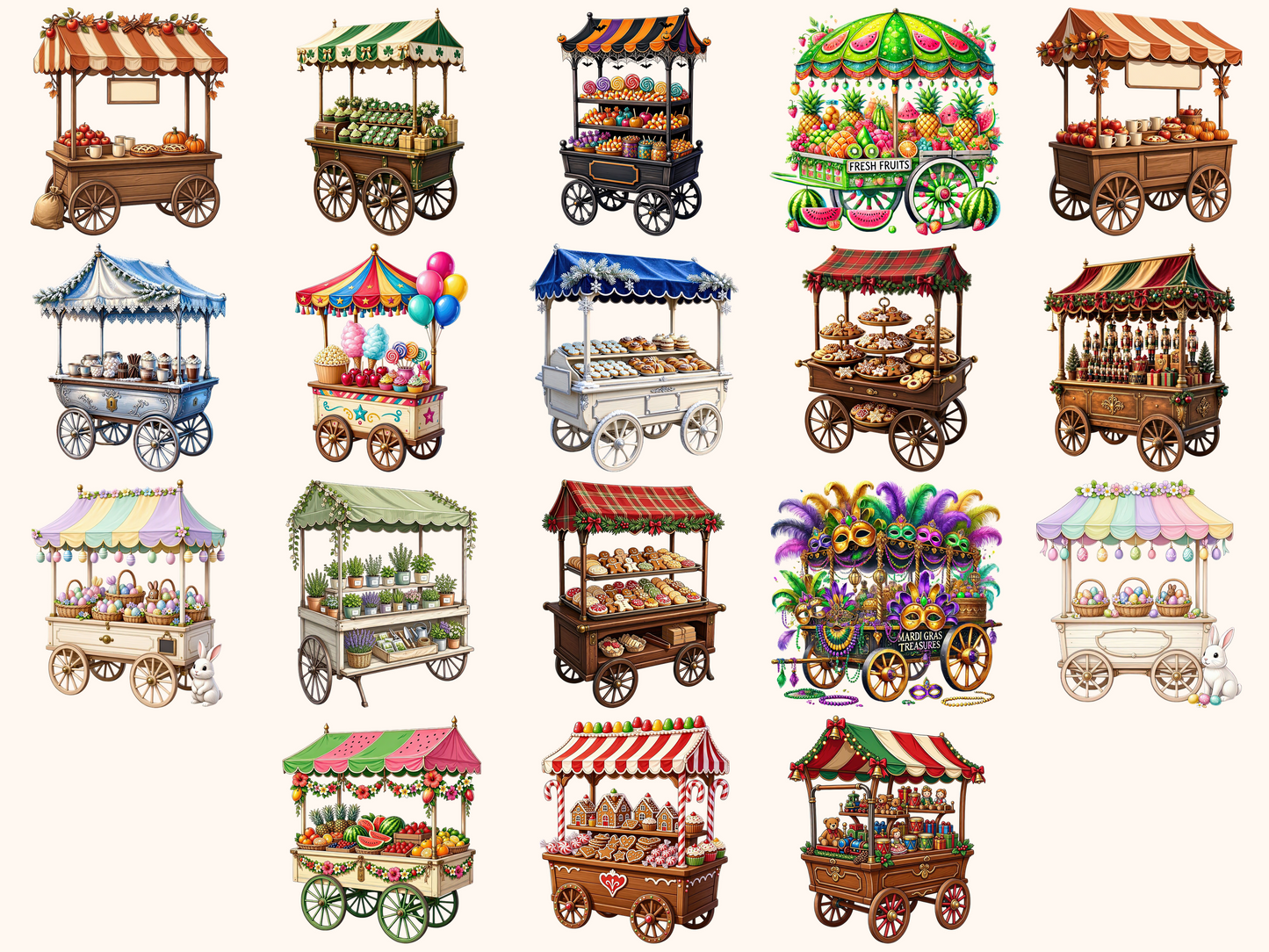 Holiday Carts Clipart
