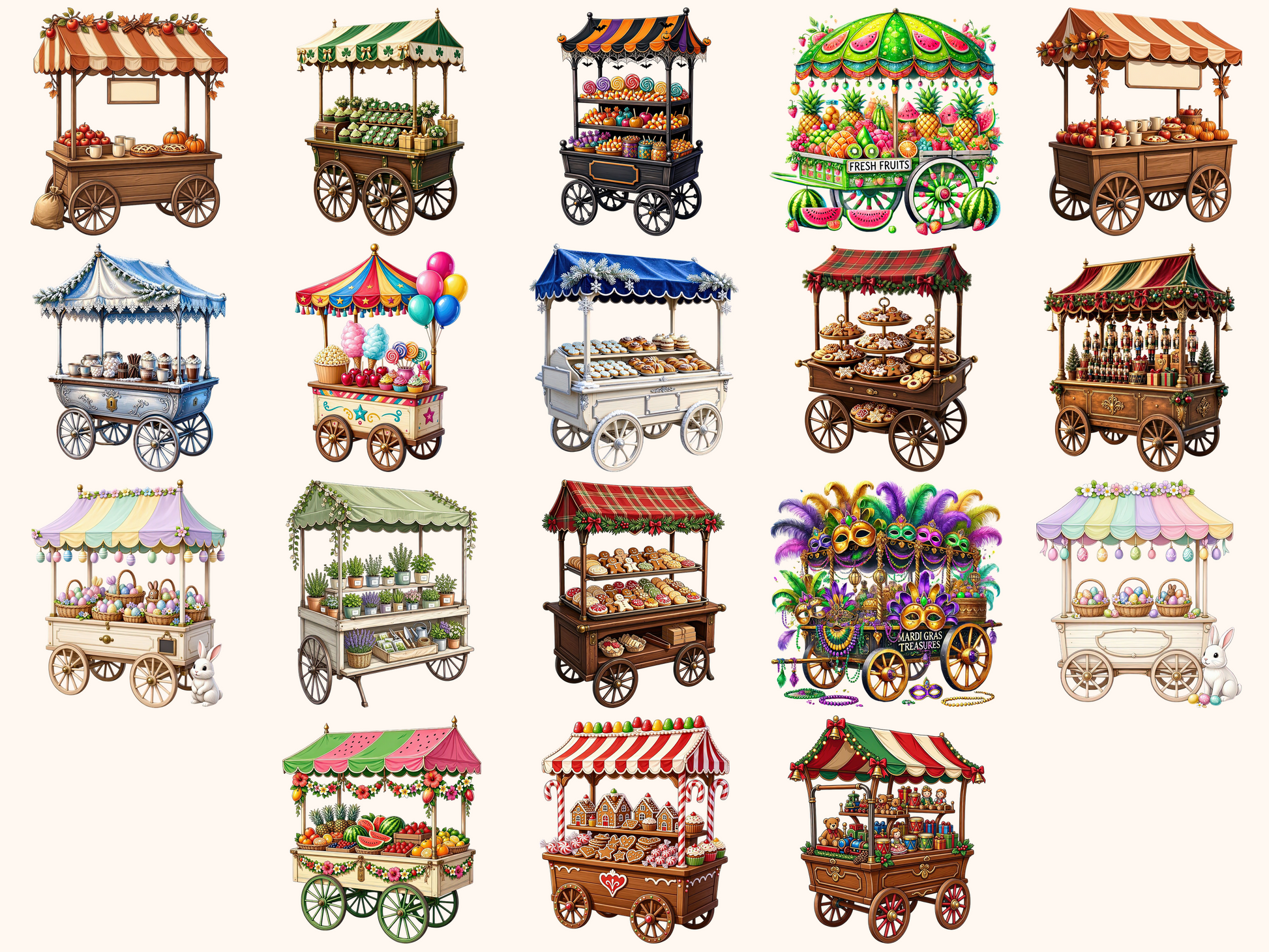 Holiday Carts Clipart