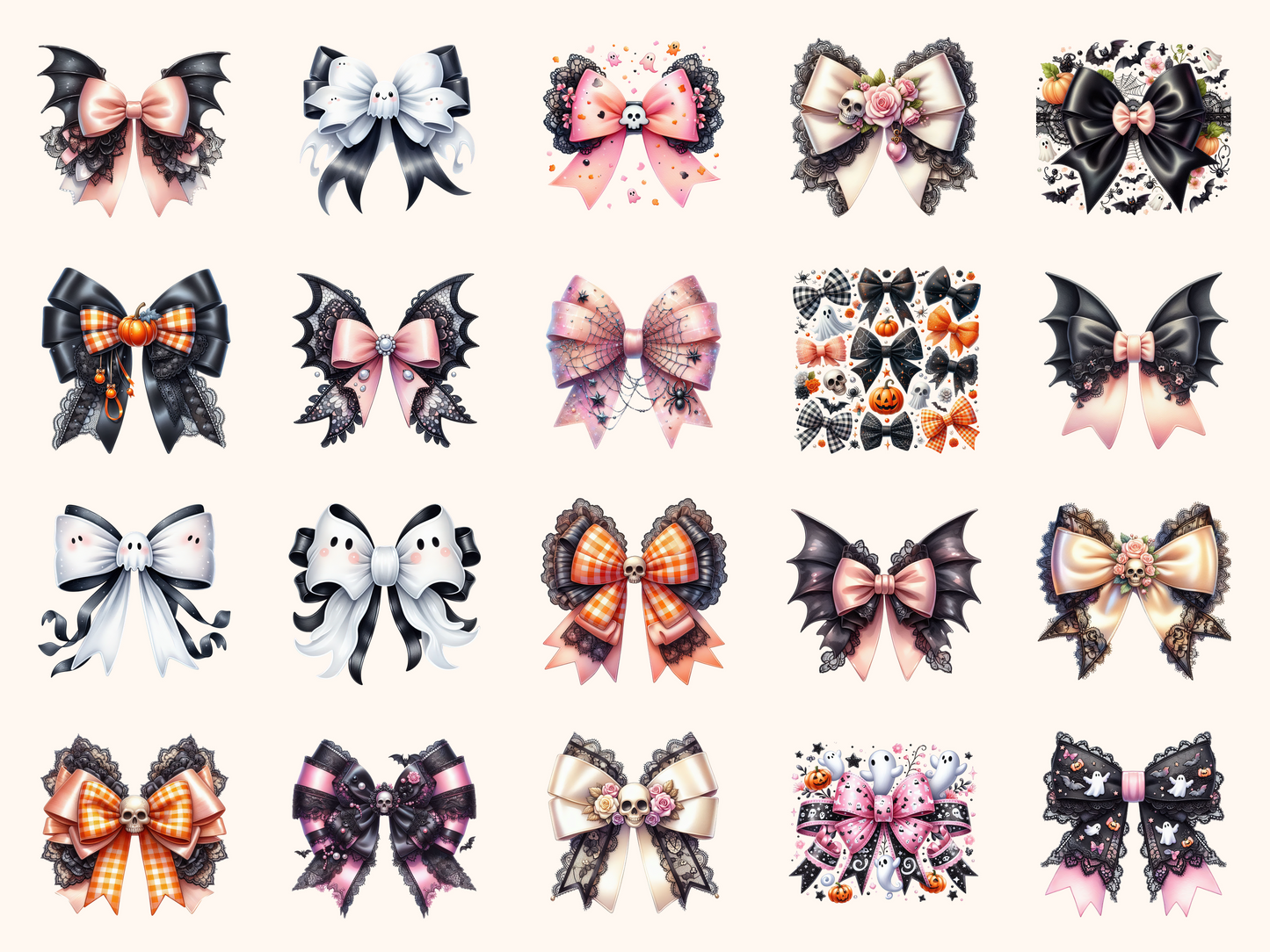 Coquette Halloween Bows Clipart
