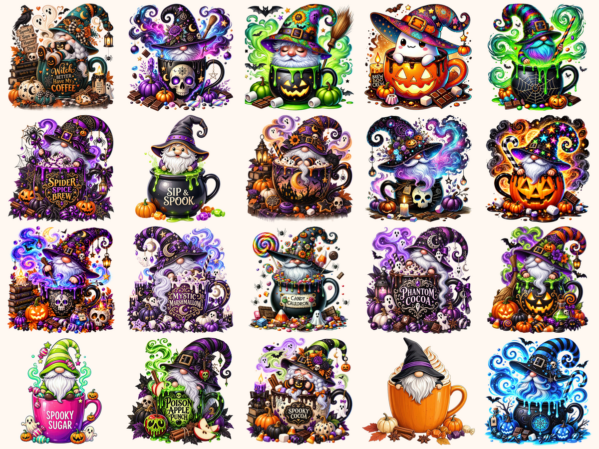 Halloween Cup Gnomes Clipart