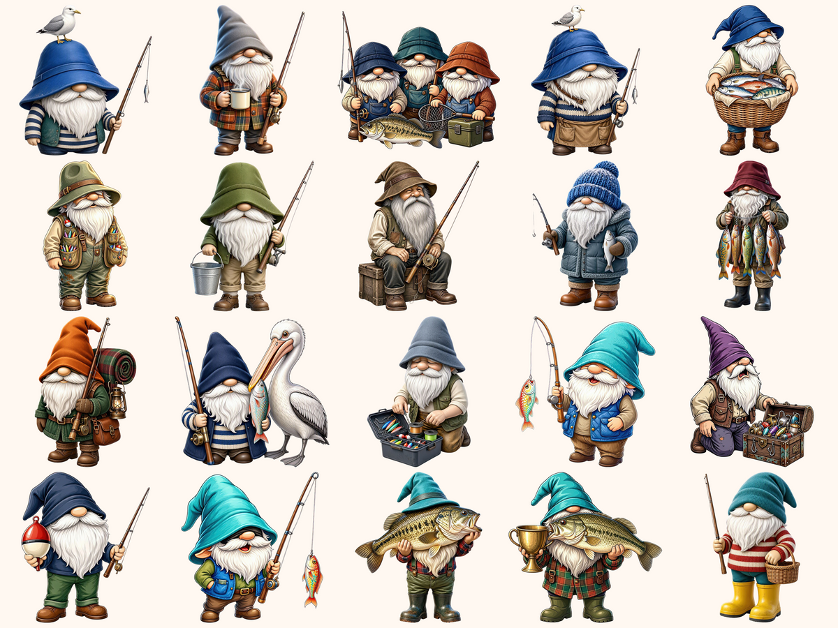 Fisher Gnomes Clipart