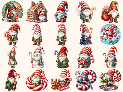 Candy Cane Gnomes Clipart