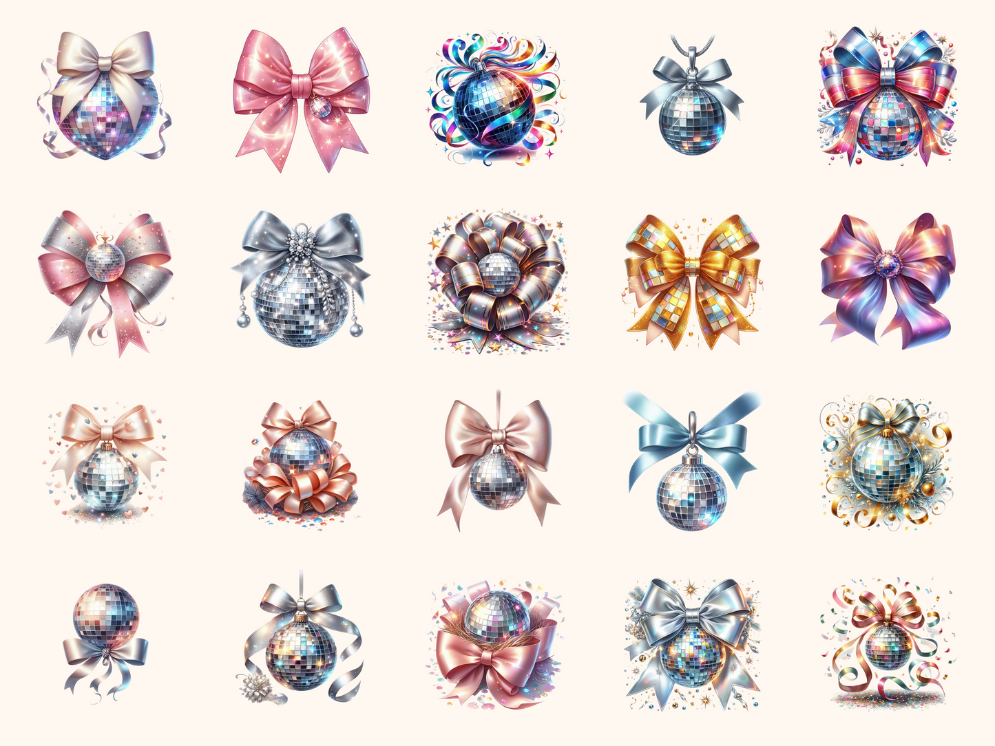Disco Ball Bow Clipart