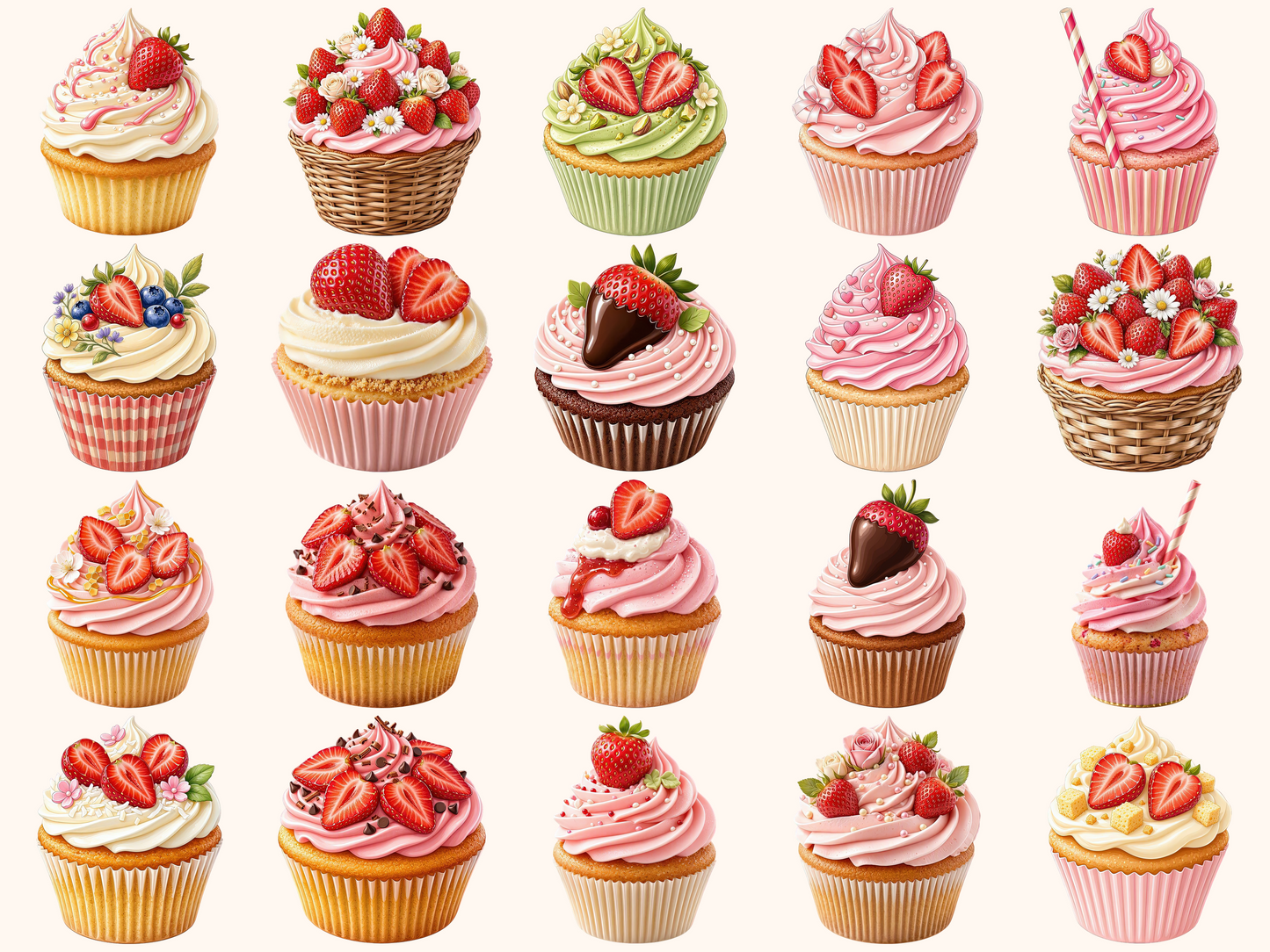 Strawberry Cupcakes Clipart
